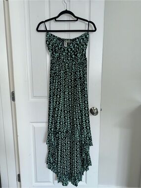Strapless Black and Mint Maxi Dress